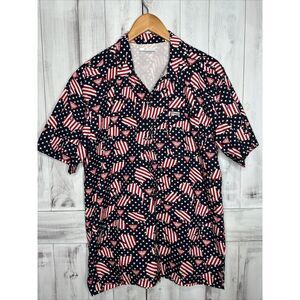 MENS COLUMBIA PFG‎ TROLLERS BEST SHORT SLEEVE VENTED FISHING STARS STRIPES USA M